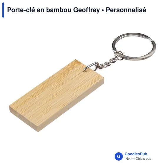 Porte-clé en bambou personnalisable avec logo - Geoffrey - Image 4
