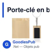 Porte-clé en bambou personnalisable avec logo - Geoffrey - Miniature 5