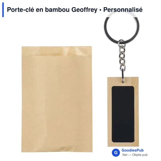 Porte-clé en bambou personnalisable avec logo - Geoffrey - Image 5