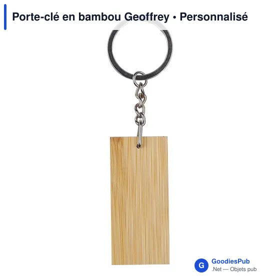 Porte-clé en bambou personnalisable avec logo - Geoffrey - Image 6