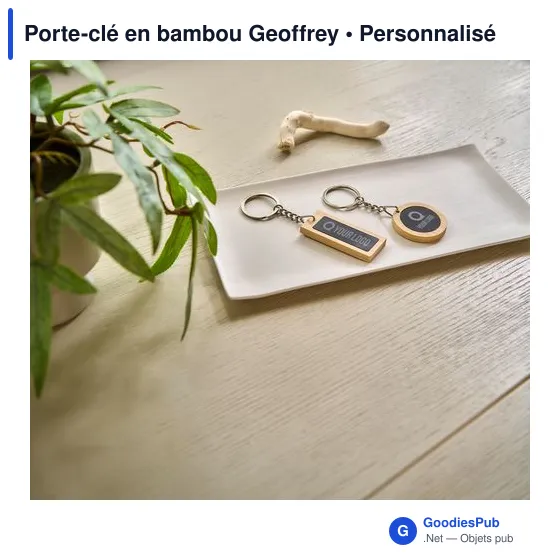Porte-clé en bambou personnalisable avec logo - Geoffrey - Image 7