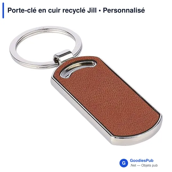 Porte-clé en cuir recyclé personnalisable avec logo - Jill - Image 3