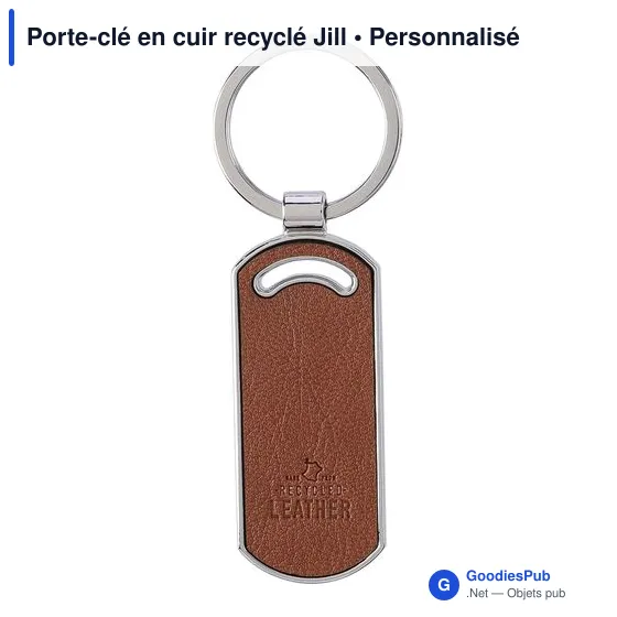 Porte-clé en cuir recyclé personnalisable avec logo - Jill - Image 4