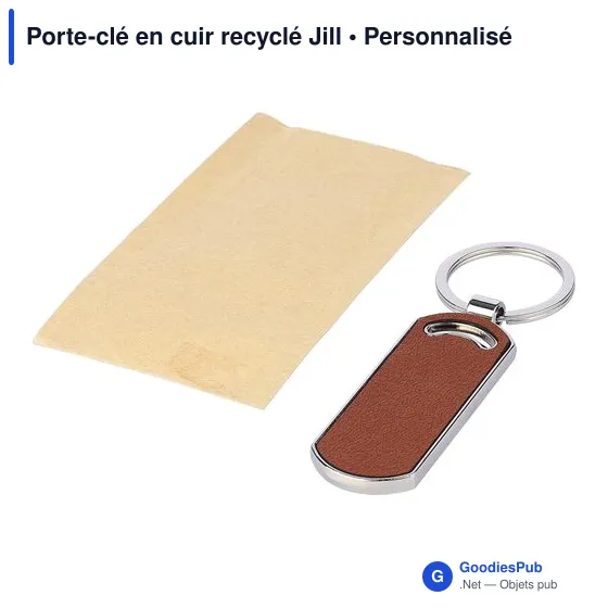 Porte-clé en cuir recyclé personnalisable avec logo - Jill - Image 5