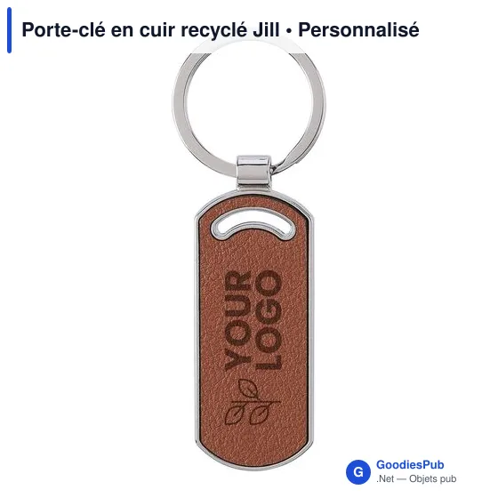 Porte-clé en cuir recyclé personnalisable avec logo - Jill - Image 6
