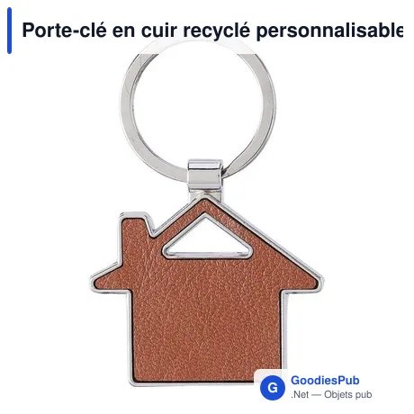Porte-clé en cuir recyclé personnalisable avec logo - Jim