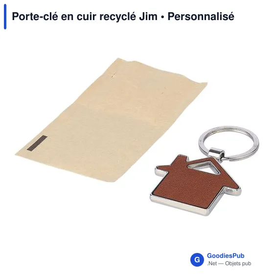 Porte-clé en cuir recyclé personnalisable avec logo - Jim - Image 6