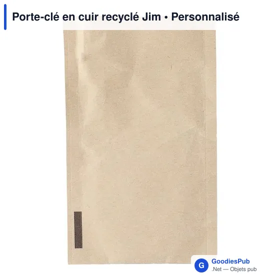 Porte-clé en cuir recyclé personnalisable avec logo - Jim - Image 7