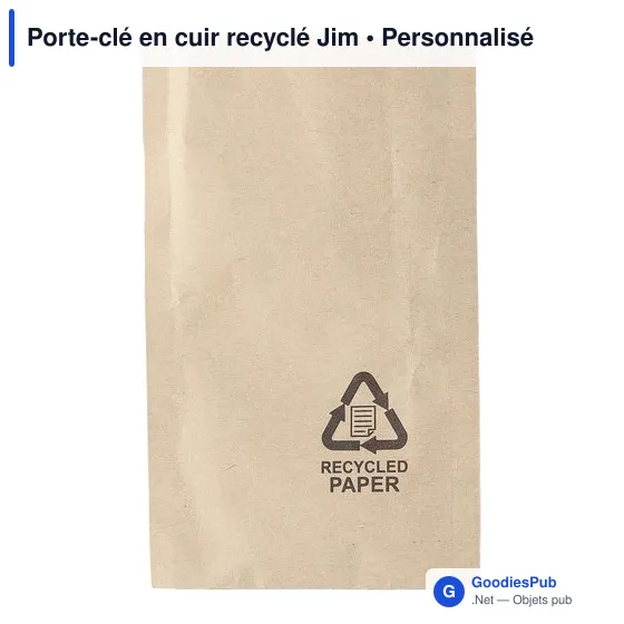 Porte-clé en cuir recyclé personnalisable avec logo - Jim - Image 9