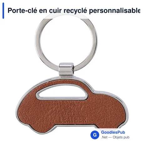 Porte-clé en cuir recyclé personnalisable avec logo - Joan