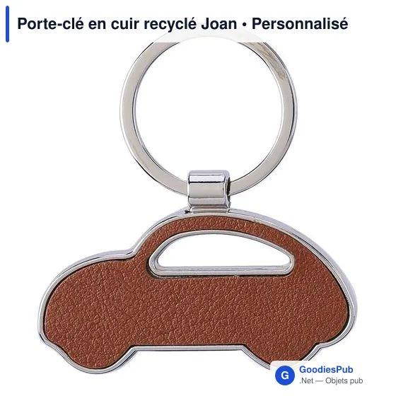 Porte-clé en cuir recyclé personnalisable avec logo - Joan - Image 2