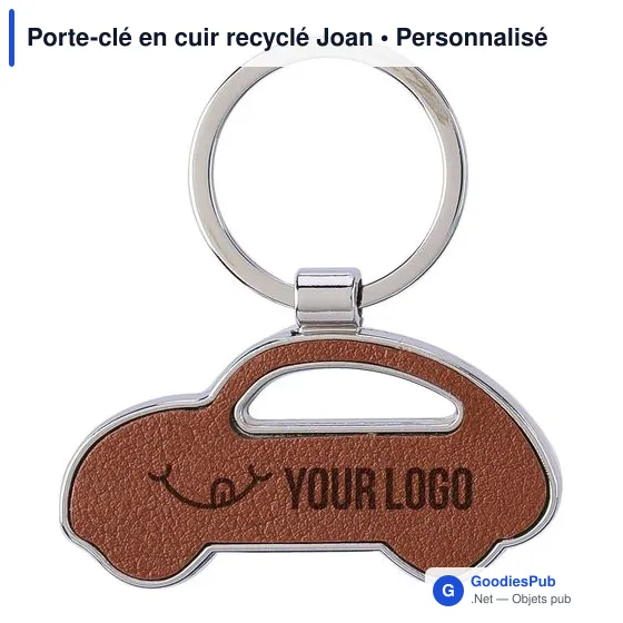 Porte-clé en cuir recyclé personnalisable avec logo - Joan - Image 3