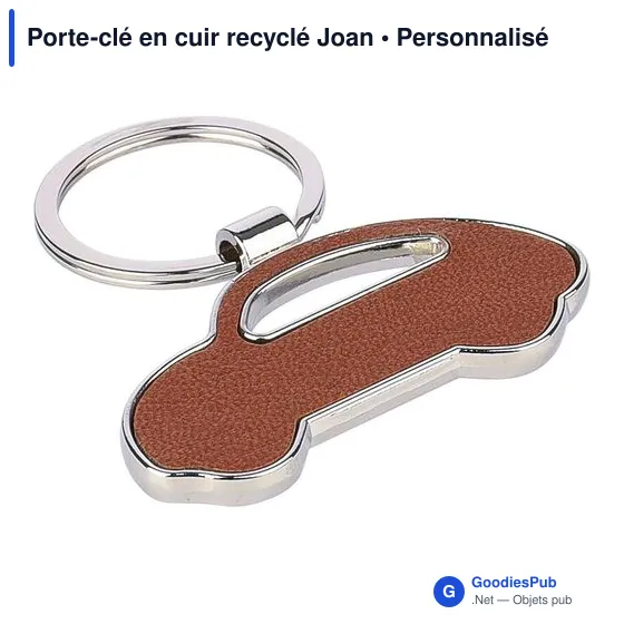 Porte-clé en cuir recyclé personnalisable avec logo - Joan - Image 4