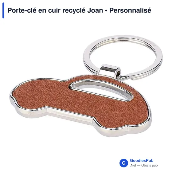 Porte-clé en cuir recyclé personnalisable avec logo - Joan - Image 5