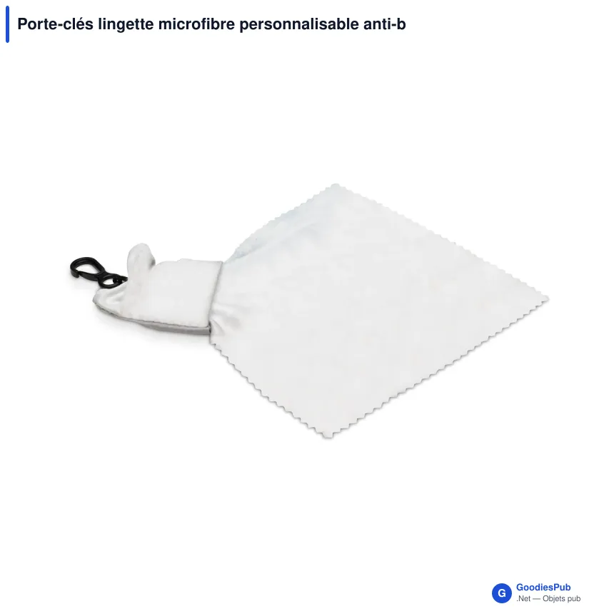 Porte-clés lingette microfibre personnalisable anti-bactérien avec logo - Image 2