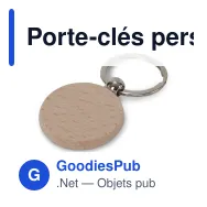 Porte-clés personnalisable rond en bois de bouleau Ø 40 mm avec logo - Birch Round - Miniature 2