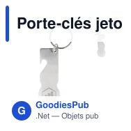 Porte-clés jeton de caddie personnalisable en inox avec logo - Trolley - Miniature 1