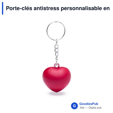 Porte-clés antistress personnalisable en forme de cœur avec logo
