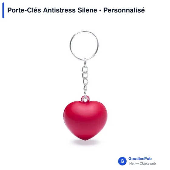 Porte-clés antistress personnalisable en forme de cœur avec logo - Image 1