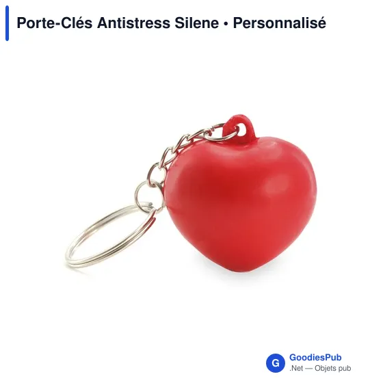 Porte-clés antistress personnalisable en forme de cœur avec logo - Image 2