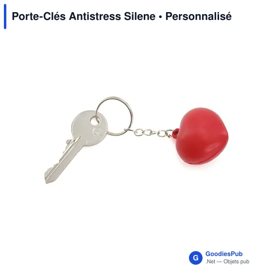 Porte-clés antistress personnalisable en forme de cœur avec logo - Image 3