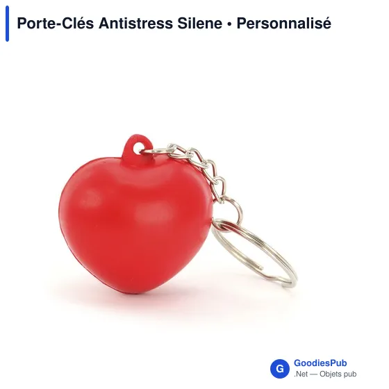Porte-clés antistress personnalisable en forme de cœur avec logo - Image 4