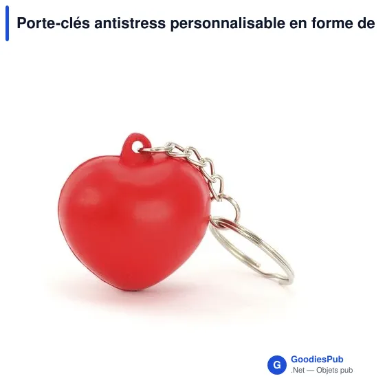 Porte-clés antistress personnalisable en forme de cœur avec logo - Image 5