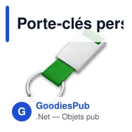 Porte-clés personnalisable avec badge en métal - Prestonavec logo - Miniature 1
