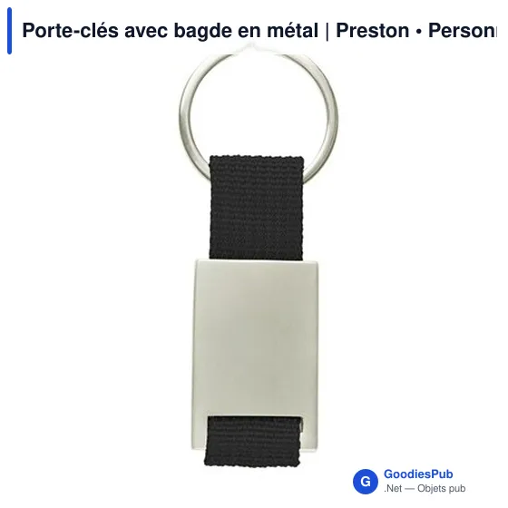 Porte-clés personnalisable avec badge en métal - Prestonavec logo - Image 4