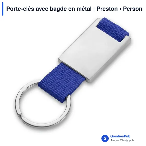 Porte-clés personnalisable avec badge en métal - Prestonavec logo - Image 5