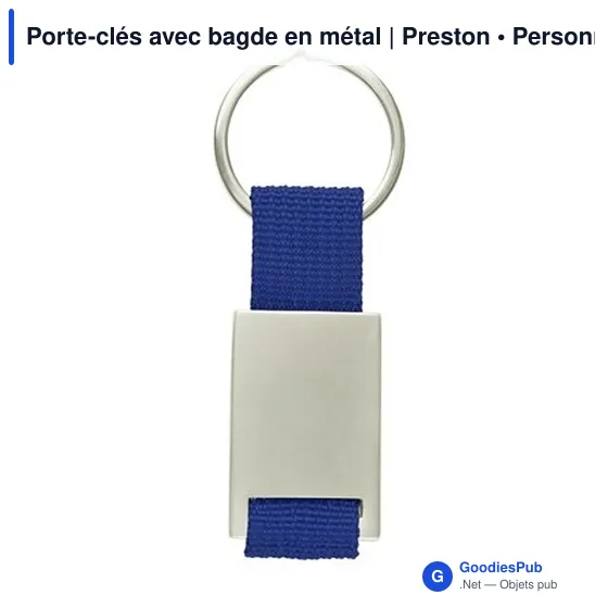 Porte-clés personnalisable avec badge en métal - Prestonavec logo - Image 6