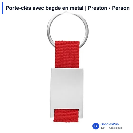 Porte-clés personnalisable avec badge en métal - Prestonavec logo - Image 8