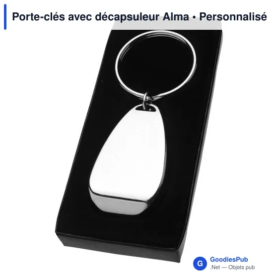 Porte-clés personnalisable avec décapsuleur Alma - logo possible - Image 1