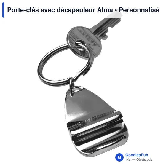 Porte-clés personnalisable avec décapsuleur Alma - logo possible - Image 2