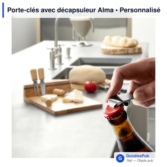Porte-clés personnalisable avec décapsuleur Alma - logo possible - Image 3