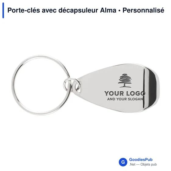 Porte-clés personnalisable avec décapsuleur Alma - logo possible - Image 4