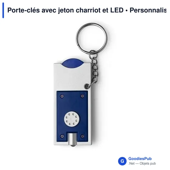 Porte-clés personnalisable avec jeton chariot et LED - Idéal pour votre logo - Image 3