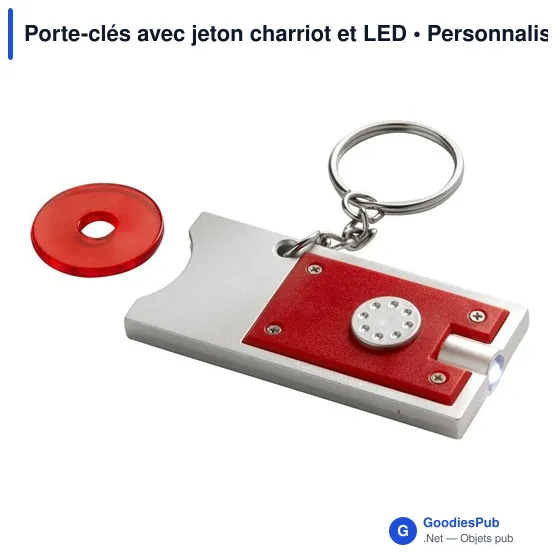 Porte-clés personnalisable avec jeton chariot et LED - Idéal pour votre logo - Image 5