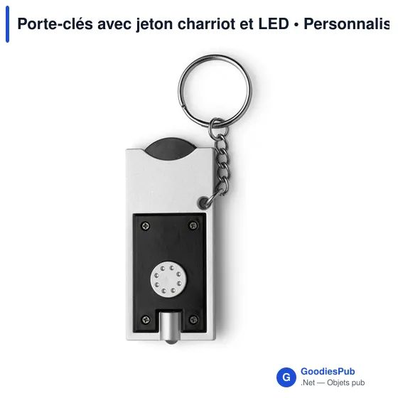 Porte-clés personnalisable avec jeton chariot et LED - Idéal pour votre logo - Image 10