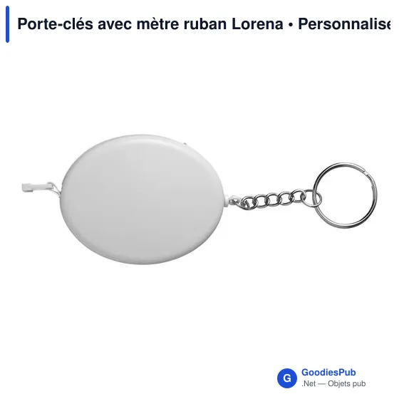Porte-clés personnalisable avec mètre ruban Lorena - Logo inclus - Image 1