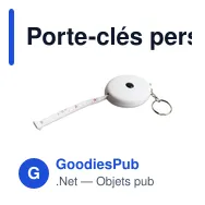 Porte-clés personnalisable avec mètre ruban Lorena - Logo inclus - Miniature 3