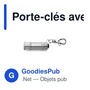 Porte-clés lumineux personnalisable avec logo - 3 LED - Miniature 1