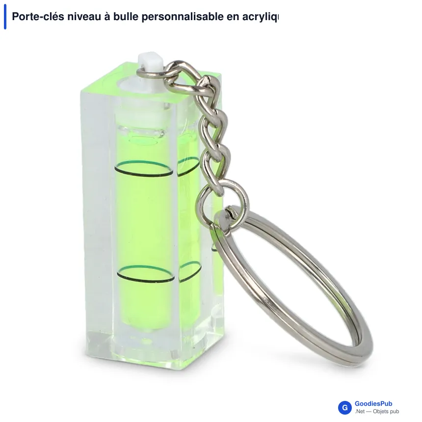 Porte-clés niveau à bulle personnalisable en acrylique avec logo - Transparent - Image 2