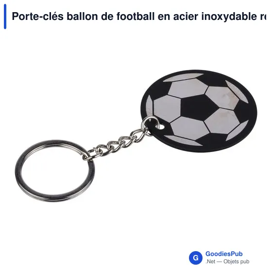 Porte-clés ballon de football en acier inoxydable recyclé Ciro - Image 2