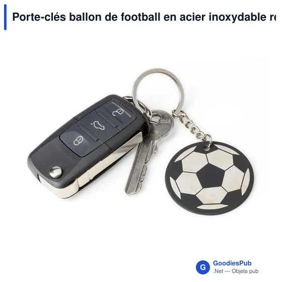 Porte-clés ballon de football en acier inoxydable recyclé Ciro - Image 3