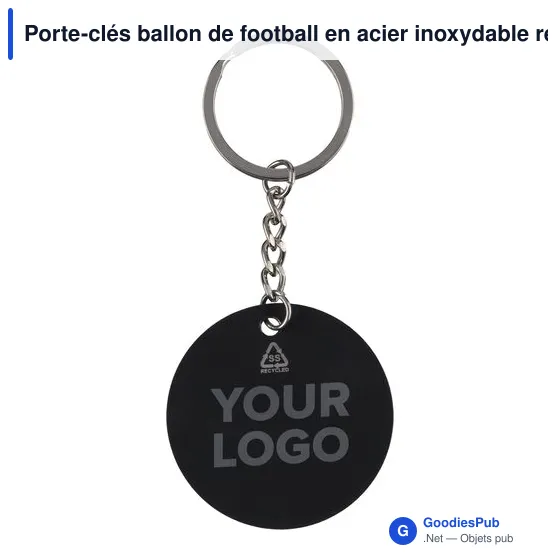 Porte-clés ballon de football en acier inoxydable recyclé Ciro - Image 4