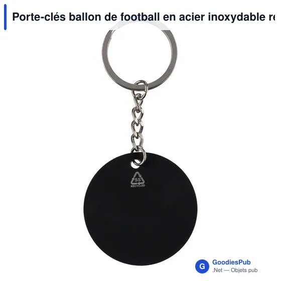 Porte-clés ballon de football en acier inoxydable recyclé Ciro - Image 5