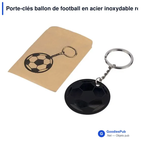 Porte-clés ballon de football en acier inoxydable recyclé Ciro - Image 6
