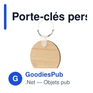 Porte-clés personnalisable rond en bambou naturel avec logo - Bamboo Round - Miniature 2