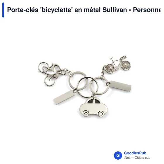 Porte-clés personnalisable en métal avec logo - Bicyclette Sullivan - Image 2